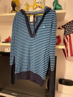 SWETER AMERICAN EAGLE CIENKI NIEBIESKI GRANATOWE PASY KAPTUR