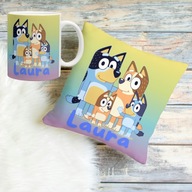 Poduszka i kubek z imieniem pomysł na prezent Bluey