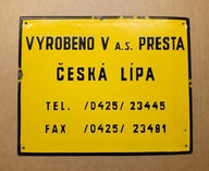 Tabliczka tablica emaliowana Czeska Lipa Czechosłowacja czasy PRLu