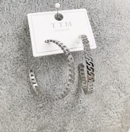 84652 Kolczyki srebrna stal chirurgiczna 316L kółka łańcuch