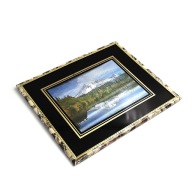 Obraz 80s Japonia Góra Fuji Jezioro Druk Iryzujący Brokat Retro 31x26