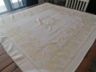 ELEGANCKI DWUSTRONN OBRUS ADAMASZEK ŻAKARDOWY WZÓR KWIATY LIŚCIE125x125nr.4