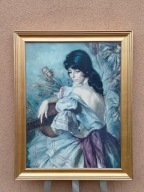 DUŻY OBRAZ PŁÓTNO reprodukcja,,Cyganka " Francisco Ribera Gomez 1997-1990