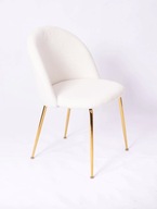 Krzesło złote stelaż białe boucle biały baranek