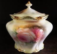 Pojemnik na biszkopty-różowe róże RS PRUSSIA / tułowice1890-1910 r.