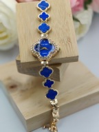 Kurren Zegarek damski biżuteryjny chabrowa tarcza i kwiatki na bransoletce