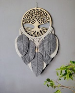 Łapacz snów BOHO Makrama drzewo życia szary dekoracja