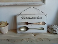 OBRAZ DESKA DEKOR STARE SZTUĆCE, SHABBY CHIC