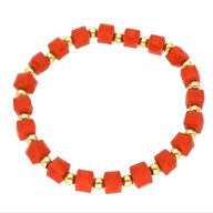 62490 Bransoletka złota stal chirurgiczna koraliki kostki 6 mm