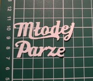 Scrapki papierowe, napis Młodej parze - 2szt