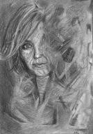Rysunek portret kobiety grafit węgiel oryginał A4