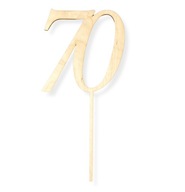 Drewniany Topper Liczba 70 na Piku 12,4cm x 26,2cm Urodziny Tort Decoupage