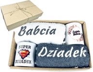 DUŻY PREZENT DLA DZIADKÓW BABCI DZIADKA ZESTAW RĘCZNIK KUBEK BABCIA DZIADEK
