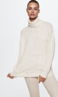 MANGO SWETER MELANŻ WEŁNA ECRU R.XS/34 NOWY!