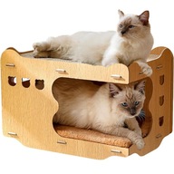 Mekidulu Domek dla kota z drewna – 2-poziomowe legowisko XXL
