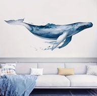 Naklejka ścienna wieloryb duża pvc niebieski granatowy na ścianę