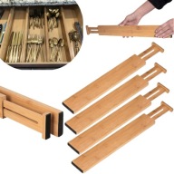 ORGANIZER PRZEGRÓDKI DO SZUFLADY SEPARATORY REGULOWANE BAMBUS 4 SZT. ZESTAW