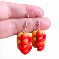 Kolczyki z MODELINY Hot Dog z Ketchupem