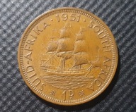 Suid Afrika 1D. 1951 i Half Penny 1941 , Jerzy IV.