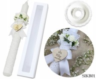 ŚWIECA KOMUNIJNA CHRZEST IMIĘ DATA PUDEŁKO GROMNICA RĘCZNIE ZDOBIONA