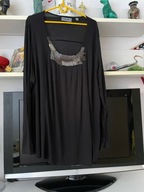 N INDIGO MOON DUŻA BLUZKA LEJACA TUNIKA KORALIKI CEKINY CZARNA CIĄZOWA