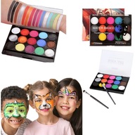 ZESTAW FARBY DO TWARZY NA HALLOWEEN PRZEBRANIE MALOWANIE KOSTIUM ZMYWALNE