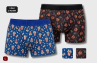 BOKSERKI MĘSKIE, ŚMIESZNE WZORY - MISIE/POPCORN, 2-PAK, ROZMIAR L