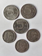 583/ Szwecja 1-5 Korony 1977-2003 zestaw monet 6 szt