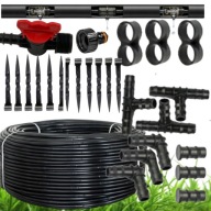 LINIA KROPLUJĄCA 50m 16mm ZESTAW 37 ELEMENTÓW + 20 SZPILEK WĄŻ OGRODOWY