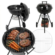 GRILL WĘGLOWY OGRODOWY OKRĄGŁY Z POKRYWĄ TRÓJNÓG 41CM MAŁY PRZENOŚNY KOŁA