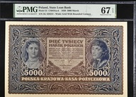 5000 Marek 1920 rok Seria III - G UNC - STAN BANKOWY - PMG 67 EPQ TOP POP
