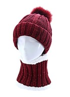 Gruba czapka zimowa ocieplana z kominem