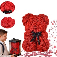 PREZENT NA WALENTYNKI DZIEŃ KOBIET URODZINY MIŚ Z PŁATKÓW RÓŻ 25CM