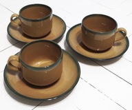 Chodzież filiżanki talerzyki brązowe 3 sztuki