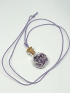 Naszyjnik wisiorek z minerałami ametyst fluoryt buteleczka rzemyk
