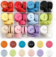 180 sztuk kolorowych guzików, 20 mm, 12 kolorów, okrągłe guziki + pudełko