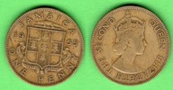 Jamajka 1 pens, 1955 KM#37