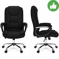 FOTEL BIUROWY OBROTOWY CZARNY TKANINA TILT GUMOWE KÓŁKA 135KG MOCNY