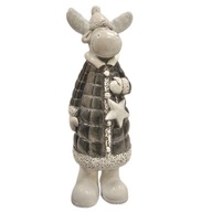 DUŻY RENIFER GIPSOWY BROKAT RUDOLF STOJĄCY NA PREZENT OZDOBA NA ŚWIĘTA