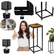 KWIETNIK STOJĄCY METALOWY DREWNIANY WYSKOI STOJAK NA KWIATY ROŚLINY 63CM