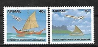 MIKRONEZIA -tradycyjne łodzie żaglowe z wysp -samoloty 1992** Mi 252-3 (173