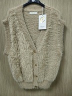 Kamizelka dzianina beżowa włochata r. Uni Italy !!!