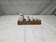 Stare odważniki porcelanowe z okresu Prl-u w etui - zestaw 1-20dkg