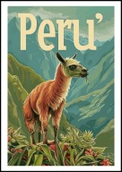 A2 KOLOROWY PLAKAT OBRAZ PERU, ANDY, VINTAGE RETRO