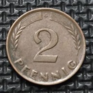 *NIEMCY [0206]*2 fenigi 1961 *G* Niemcy Zachodnie (RFN) Kłosy, Liście dębu