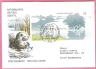 Niemcy 2003, FDC Berlin bl. , las, park narod.ODERTAL, ptaki, czaple, wydra