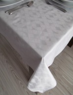 Obrus biały, bawełna satynowa, żakardowy 120x220 cm Romby