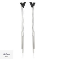 Eap28338 Kolczyki stal sztyft wiszące"V" czarne