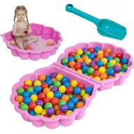 DUŻA PIASKOWNICA PLASTIKOWA ZAMYKANA MUSZELKA BASENIK DLA DZIECI NA KULKI