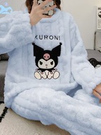 piżama damska KOT anime modna puchata ciepła termo miła kurumi niebieska